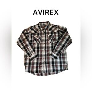 NWT Avirex Men's Plaid Shirt - Black and Red 2X